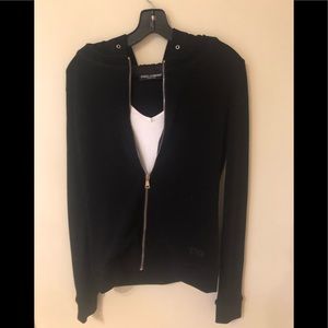Black D&G wool hoodie with zipper. Size 44